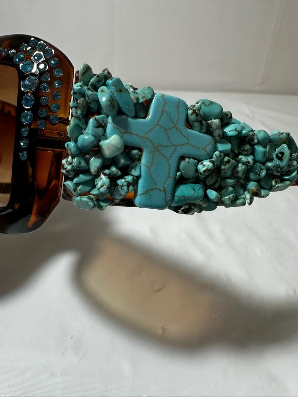 Tortoise Frame Sunglasses with Turquoise Bead Detailing WESTERN Wear from Wy